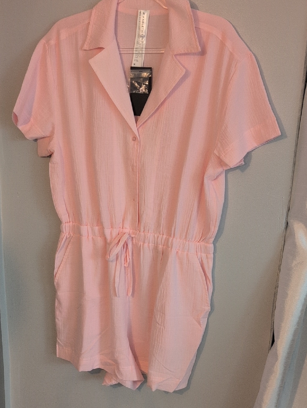Fabletics Light Pink Short Sleeve Romper